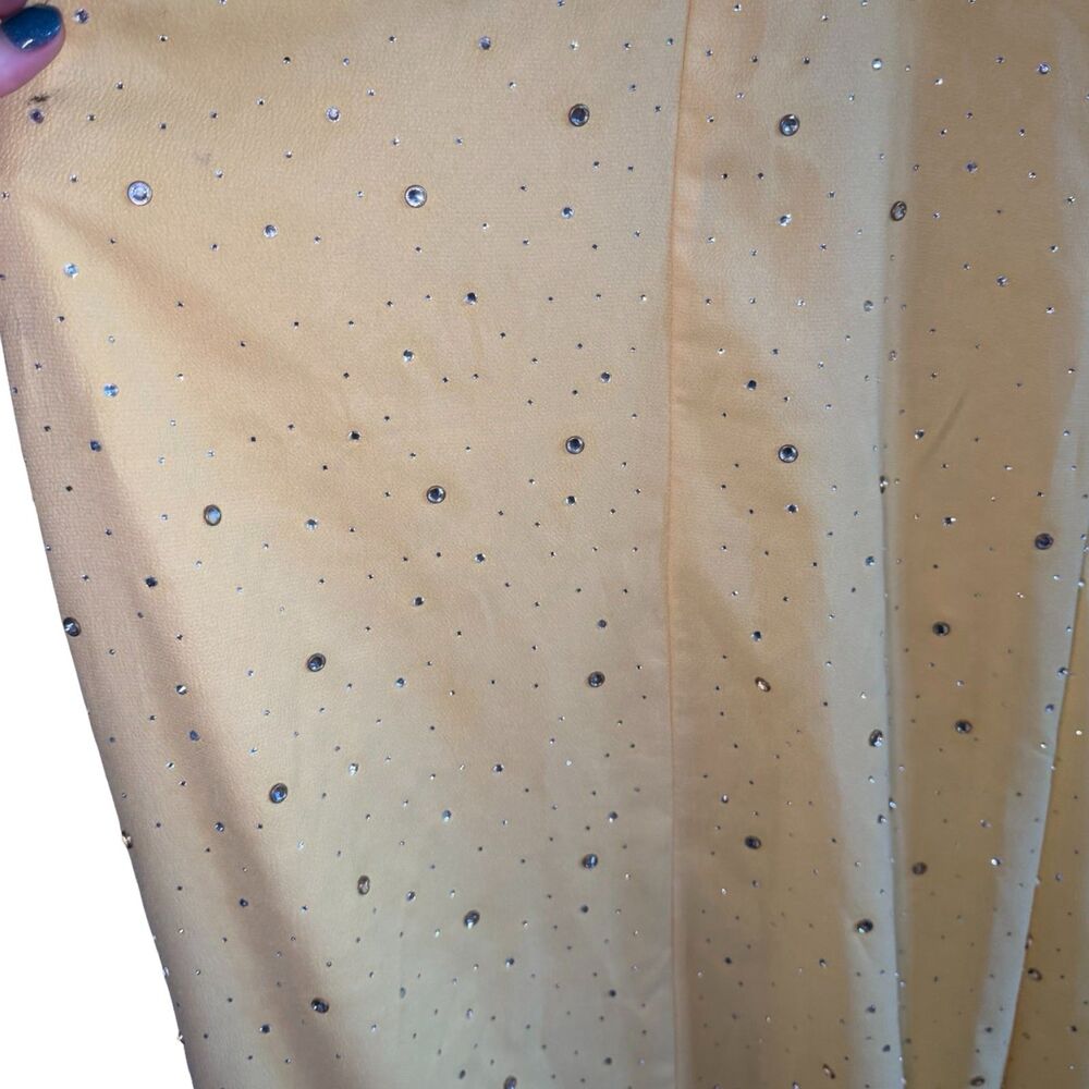 Sandro Praline Rhinestone Maxi Dress Yellow Plunge V-Neck Crossover Strap Sz 38 - Picture 14 of 15